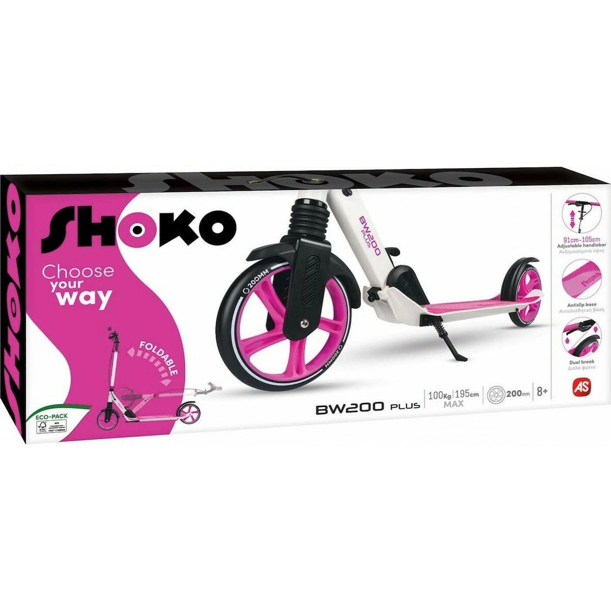 AS το καλό παιχνίδι Πατίνι Scooter Shoko BW 200 Plus Φουξ (5004-50512) 2 AS το καλό παιχνίδι Πατίνι Scooter Shoko BW 200 Plus Φουξ (5004-50512) - Image 2